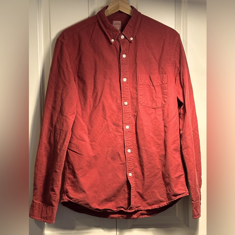 Men’s long sleeve JCrew button down red